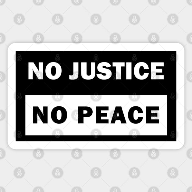 No justice No peace Sticker by valentinahramov